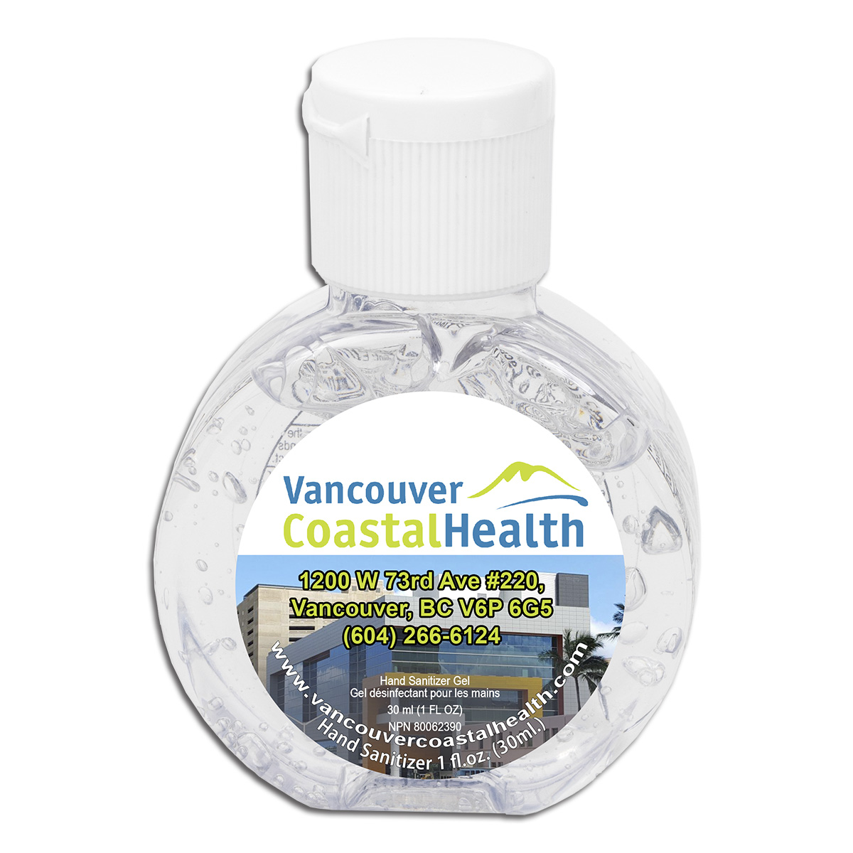 “CirPal” 1 oz Compact Hand Sanitizer Antibacterial Gel in Round Flip-Top Squeeze Bottle